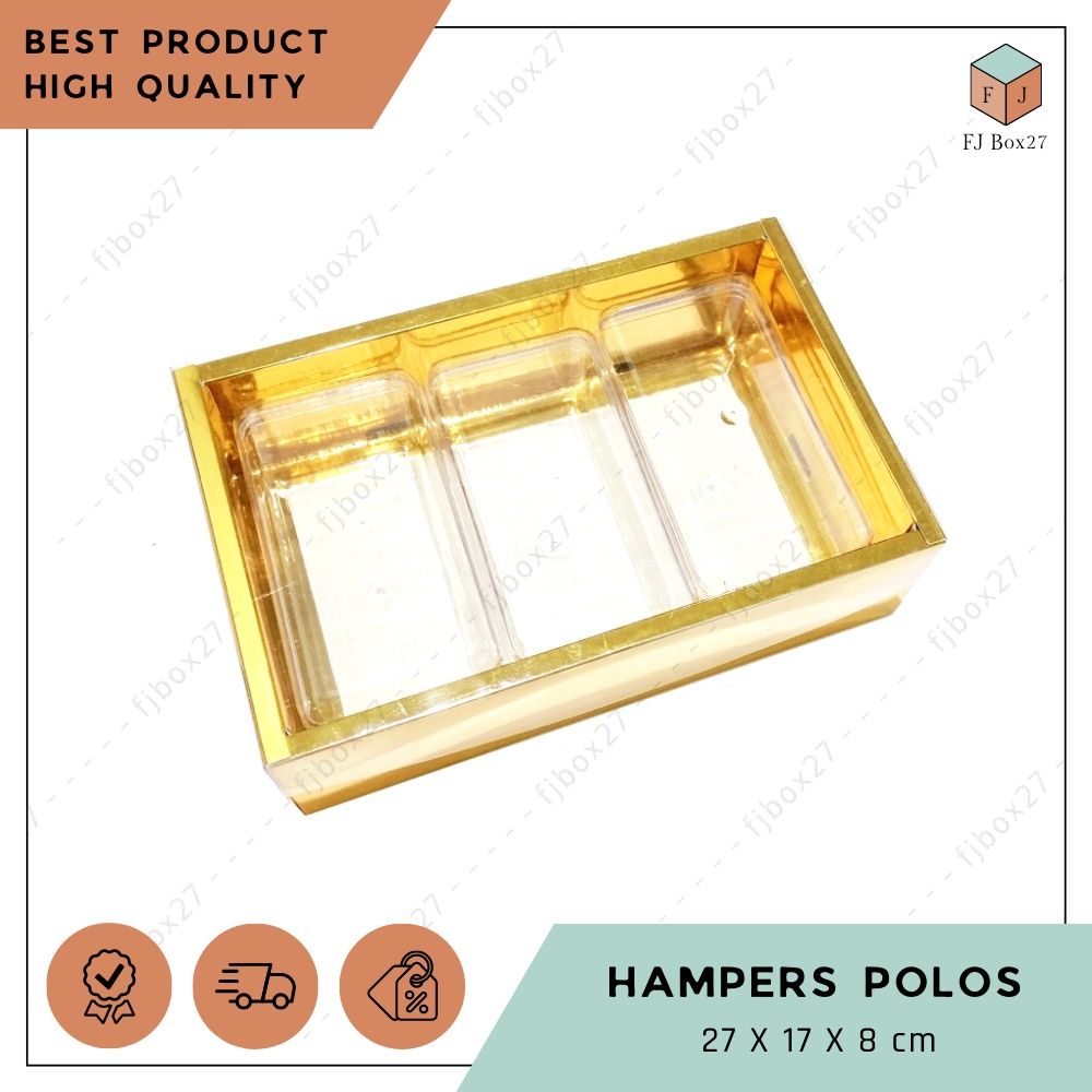 (10 pcs) BOX HAMPERS POLOS EMAS 27X17X8 CM / DUS KUE KERING ISI 3 TOPLES / BOX KUKER / BOX KUE KERIN
