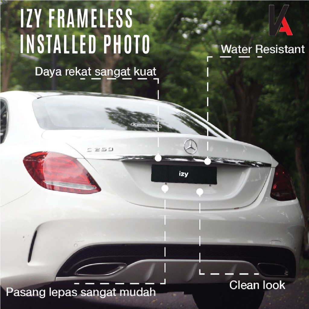 COVER DUDUKAN TATAKAN TEMPAT PLAT NOMOR MOBIL IZY FRAMELESS PLATE - EXTRA SLIM