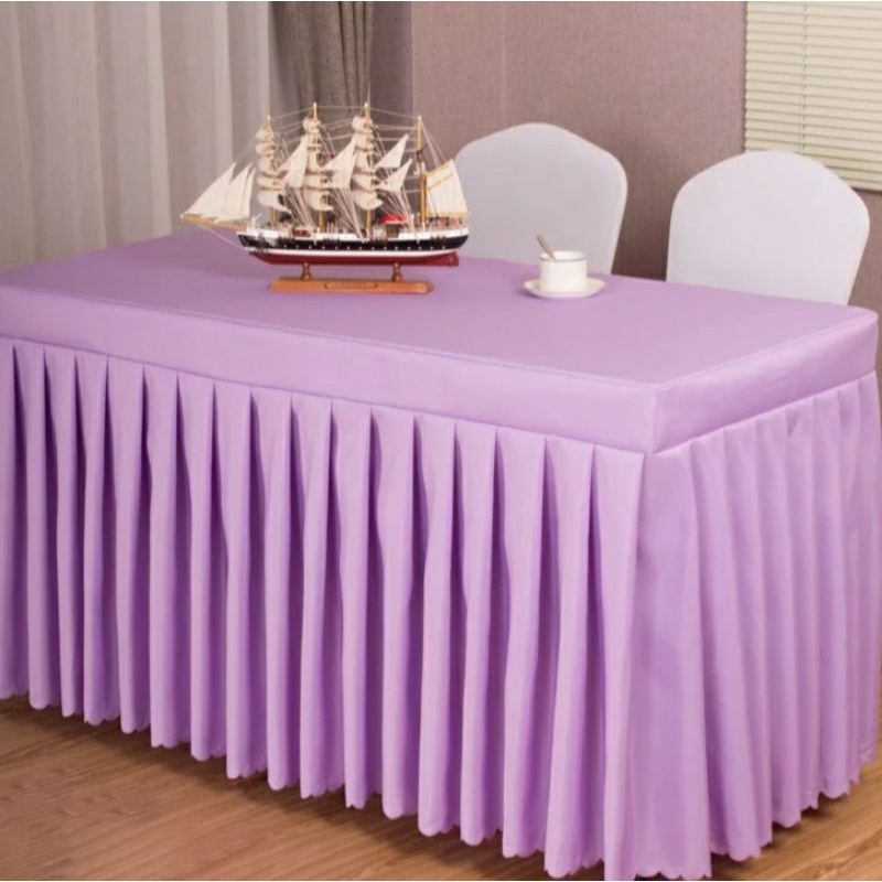 DEKORASI MEJA/ROK MEJA DEKORASI PRASMANAN SUDAH DI REMPEL/GELOMBANG KAIN FILAMIN TINGGI 106cm lebar 