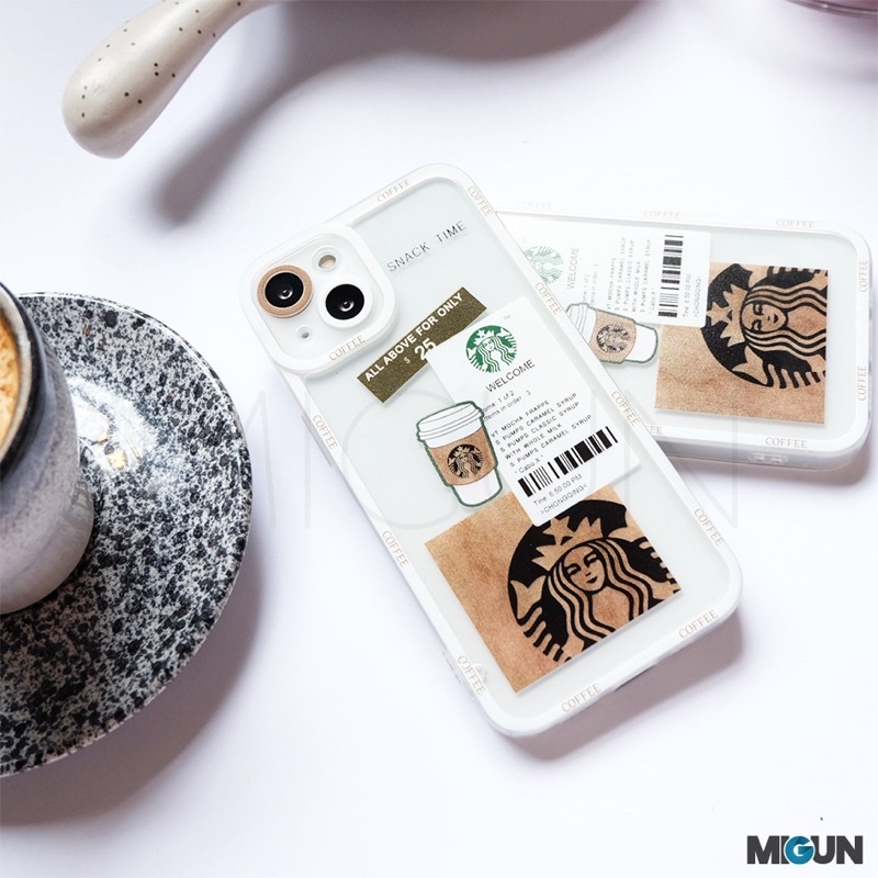 Soft Case TPU Transparan Motif Kopi Untuk Iphone 14 13 12 11 Pro XS Max XR X 8 7 6 Plus Mini