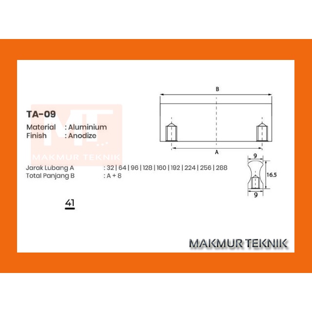 Tarikan laci Tarikan pintu Huben TA 09 - 160 mm