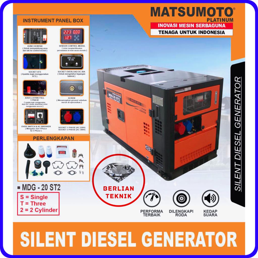 Diesel Generator Silent Mesin Genset Solar Matsumoto MDG 20 ST2 / 15000 Watt Dual Volt