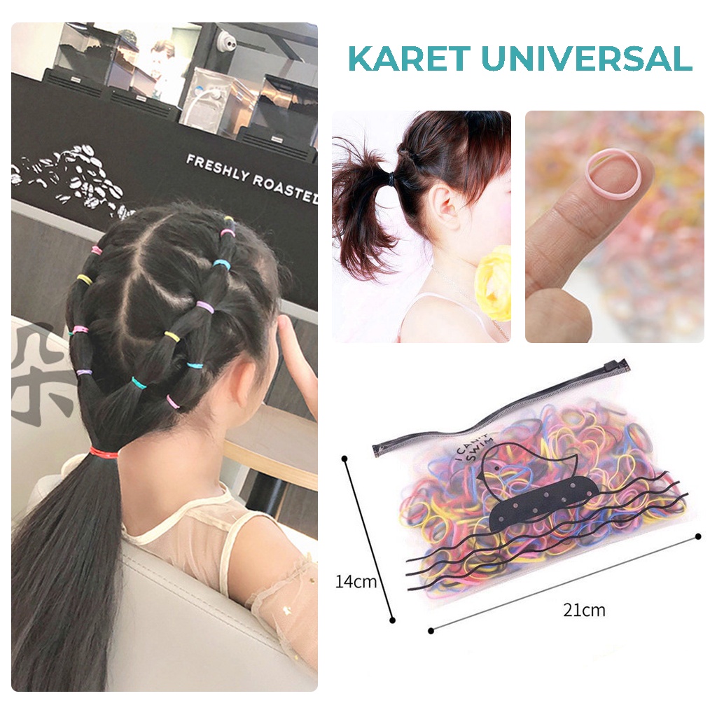 Karet Jepang Isi 600pcs Ikat Rambut Anak Warna Warni Tali Kunciran Rambut Perempuan Hair Tie aksesoris rambut | GROSIRXPRESS