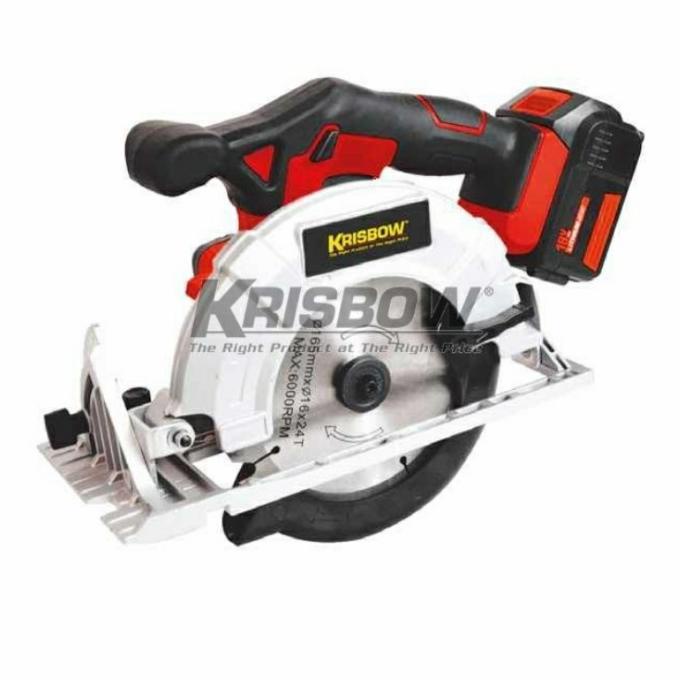 KRISBOW Gergaji potong Batrai/CORDLESS CIRCULAR SAW 165MM 18V IRCCS18