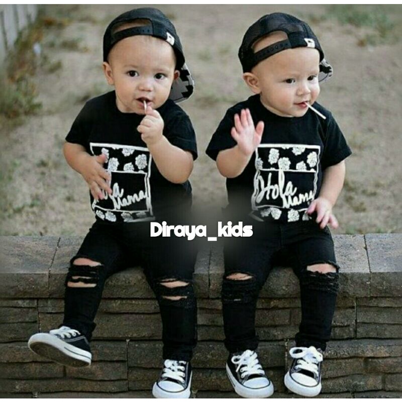 Celana Sobek Anak Laki Laki Clana Jeans Sobek Anak Laki Laki Tanggung Celana Jeans Anak Hitam Ripped