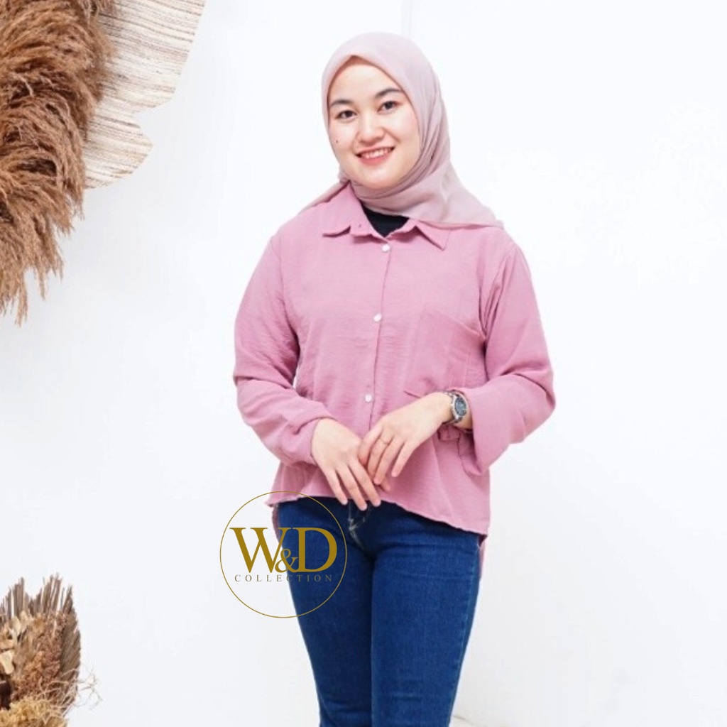 KEMEJA WANITA BLUS POLOS CRINKLE AIRFLOW