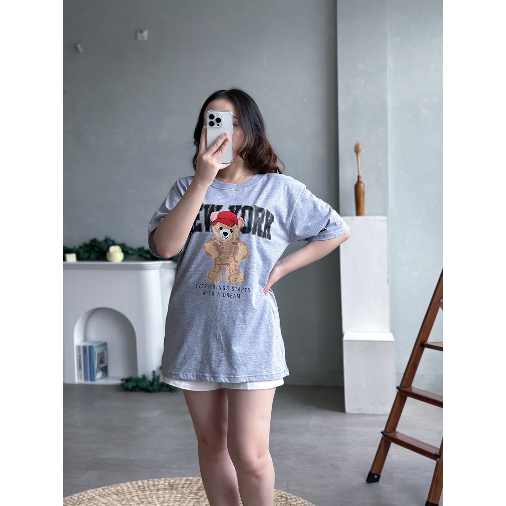 INFINITEE Kaos Oversize Wanita Dewasa Bahan Katun