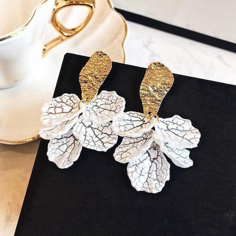 Anting Drop Kelopak Bunga Shell Putih Korea Untuk Wanita Pernyataan Baru Pendientes Perhiasan Trendi