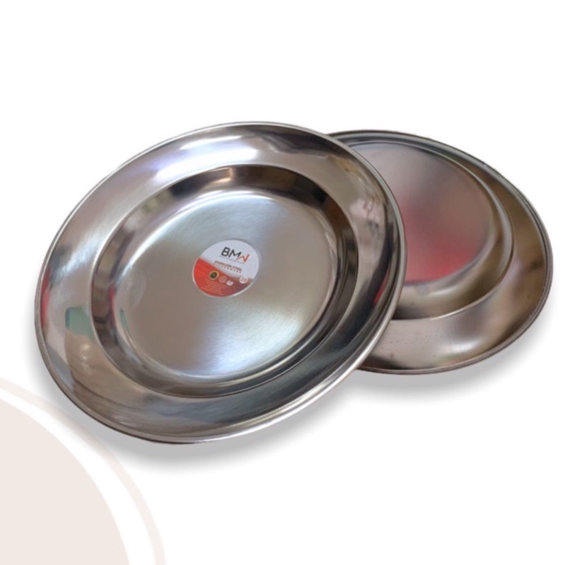 Piring Makan Stainless Diameter 20cm / 22cm  / 24cm BMW