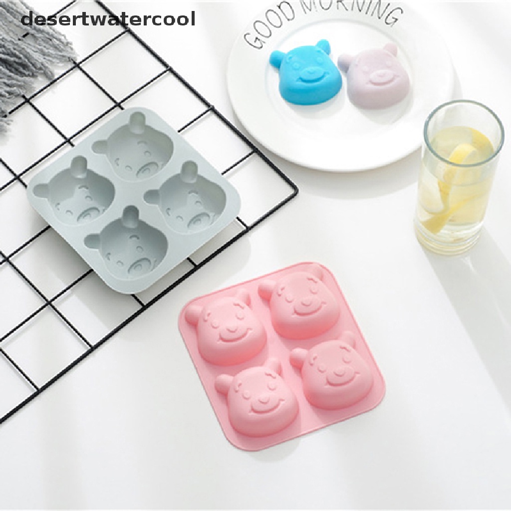 Deid 1Pc 4-rongga Silikon Cetakan Kue 3D Beruang Cetakan DIY Baking Dessert Bakeware Alat Martijn