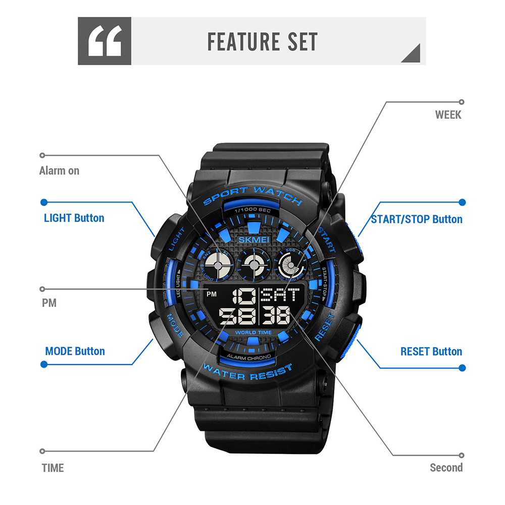 SKMEI Jam Tangan Digital Pria Waterproof 50M- 1857