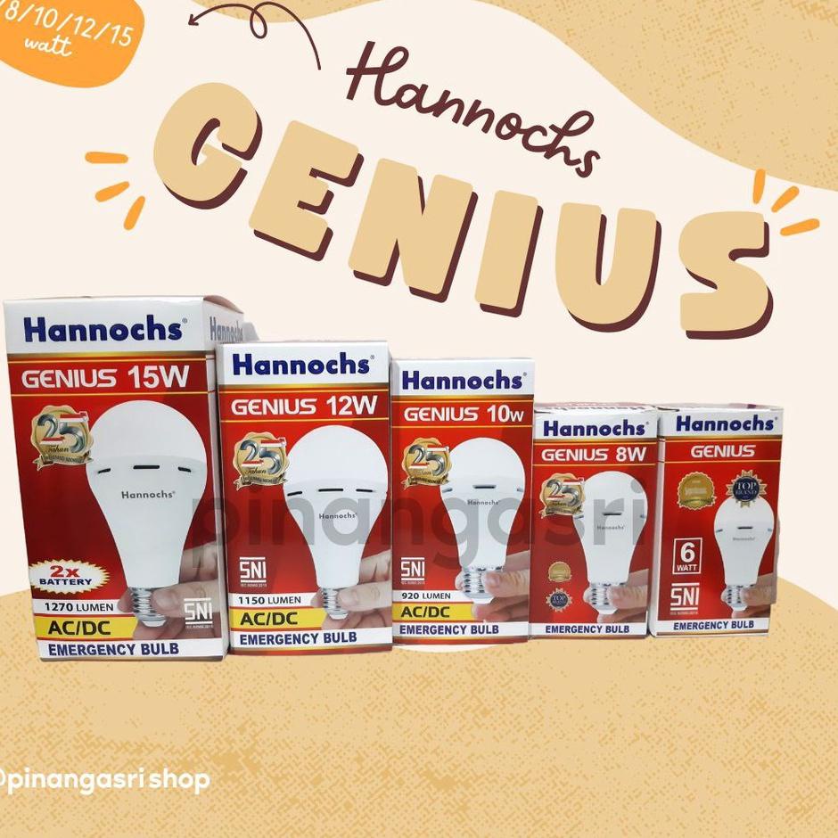 [KODE 1920] Lampu Led Genius Emergency Hannochs 6w 8w 9w 10w 12w 15w Verdant / Surya Magic 6 8 10 12