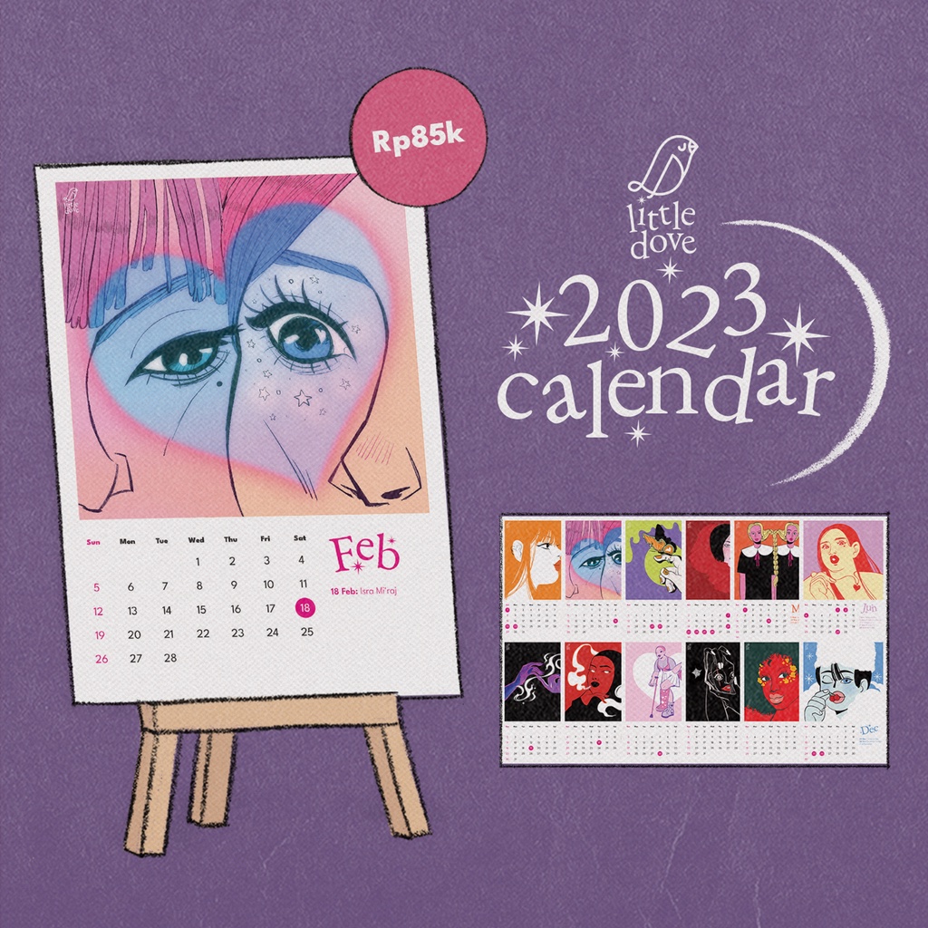 

kalender meja ilustrasi illustrated calendar 2023 by littledove