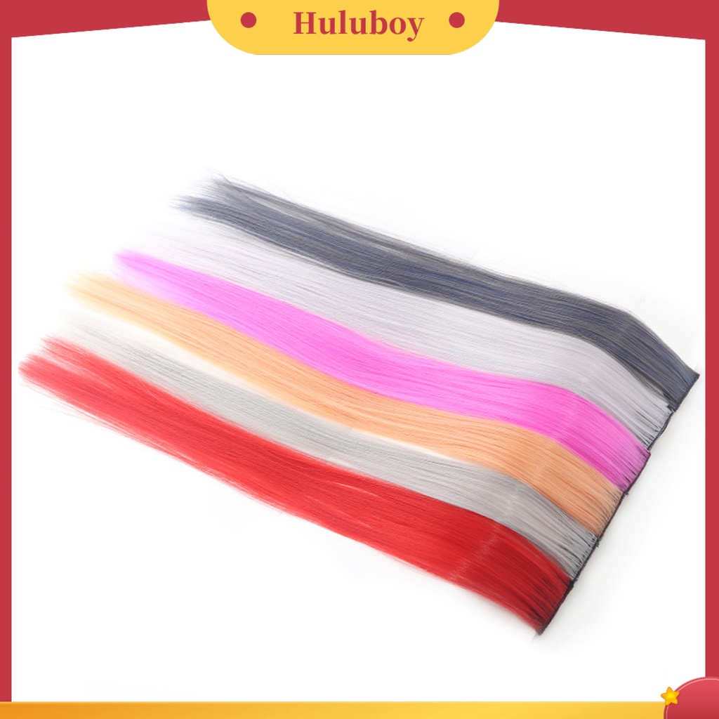 Wig Rambut Ekstensi Model Panjang Lurus Warna-Warni Untuk Wanita