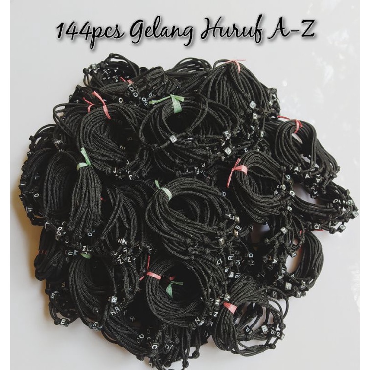 144pcs Gelang Inisial Huruf Tali Prusik A-Z Mix Random