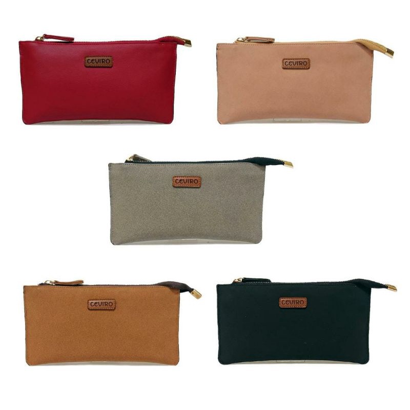 Ceviro Zeppline Women Wallet Dompet Wanita Resleting Tas tenteng Hitam Grey