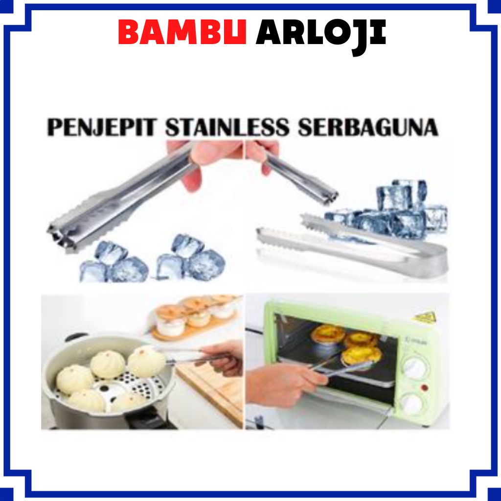 BAJ  Penjepit Multifungsi Jepitan Mini Stainless Steel 15cm Capitan Es Batu Salad Buah Gorengan Kue Roti BBQ Barbeque Ice Cube Gula Batu Pinset Alat Jepit Makanan Food Tong Tongs Thongs Serbaguna PR109