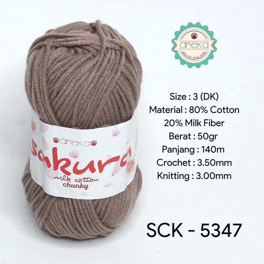 Benang Rajut Katun Susu Sakura Milk Cotton Chunky - 5347