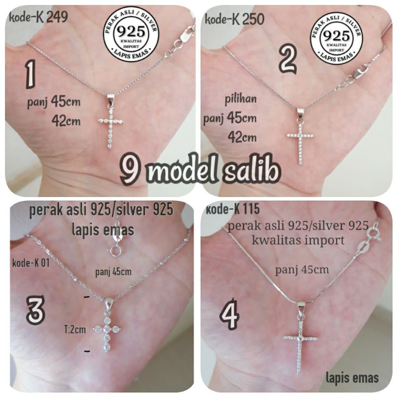 KALUNG SALIB PERAK ASLI 925 LAPIS EMAS ANTI KARAT/KALUNG LIONTIN SALIB/KALUNG SALIP MARA/KALUNG KRIS