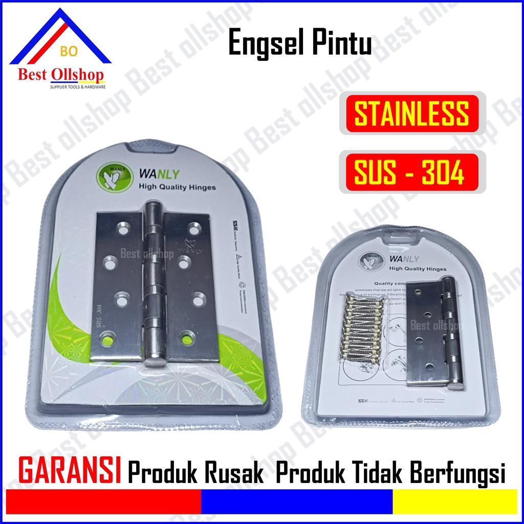 Engsel 5 inch 4 Inch 3 Inch / Engsel Lubang 5 4 3 Engsel Daun Pintu Besar Pintu Kupu Tarung / Engsel Pintu Jendela Tebal Stainless Steel SUS 304 4 Inch