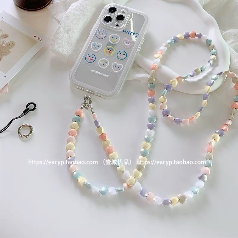 Colorful Beads Lanyard Tali Panjang Selempang Sling Phone Chain Gantungan HP Lucu