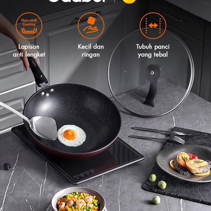 Grosir Gaabor Teflon Non-Stick Wokpan Anti Lengket Wajan Penggorengan 32 cm  /GW-A32A