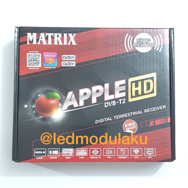 STB Matrix Set Top Box Receiver Siaran Digital TV APPLE HD DVB-T2 MERAH / STB TV Digital