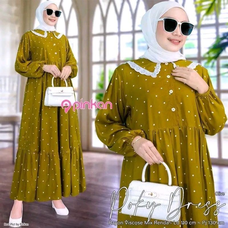 Temukan Poky Gamis Midi Dress Muslim Wanita Rayon Terbaru 2022