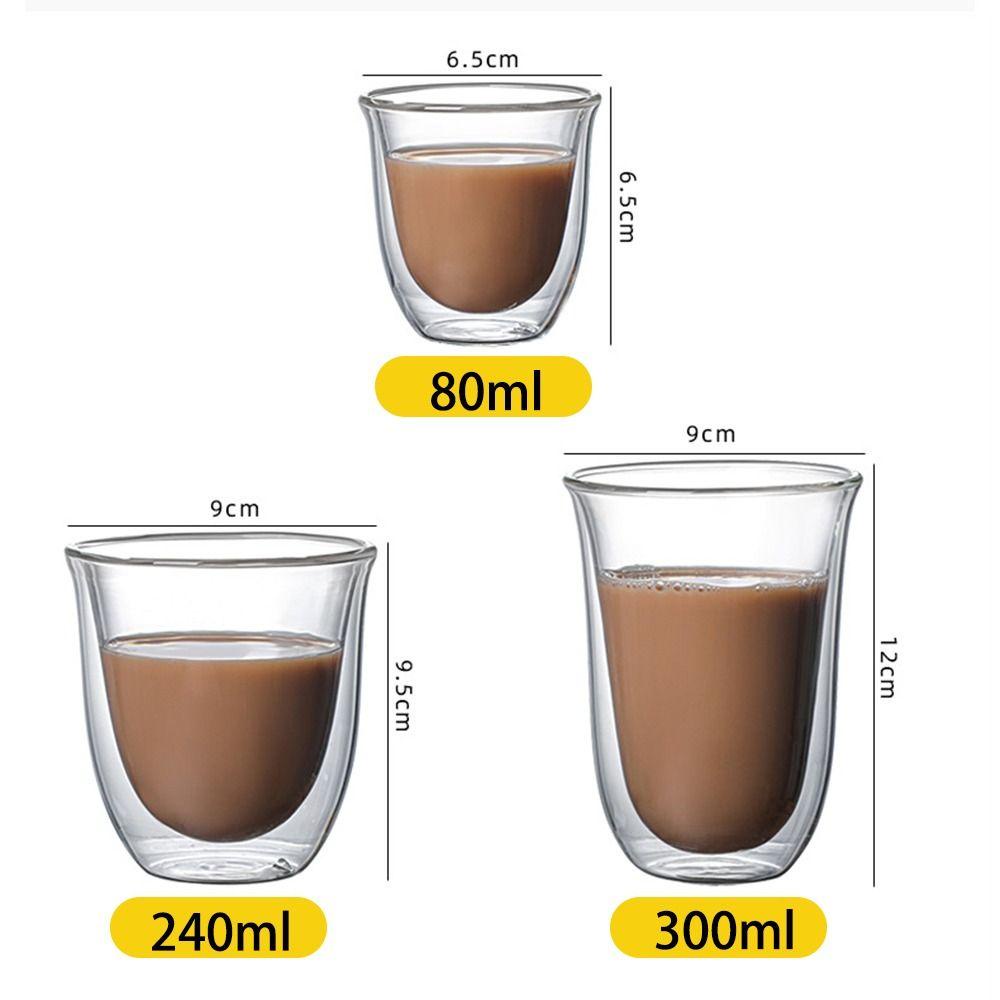 Top Double Wall Glass Cup Cangkir Kaca Anti Panas Handmade Mini Whisky Cup Cangkir Kopi Espresso Breakfast Mug Transparan Bening