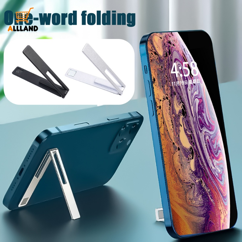 Pemegang Tak Terlihat Ponsel Universal Ultra-Tipis Holder/ Braket Telepon Meja Paduan Aluminium Lipat Portabel/ Stand Metal Smartphones Adjustable