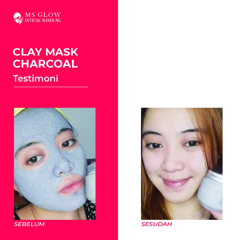 MS Glow Clay Mask Charcoal Masker Wajah Kusam &amp; Pori Pori Besar - By MsGlowofficialbandung