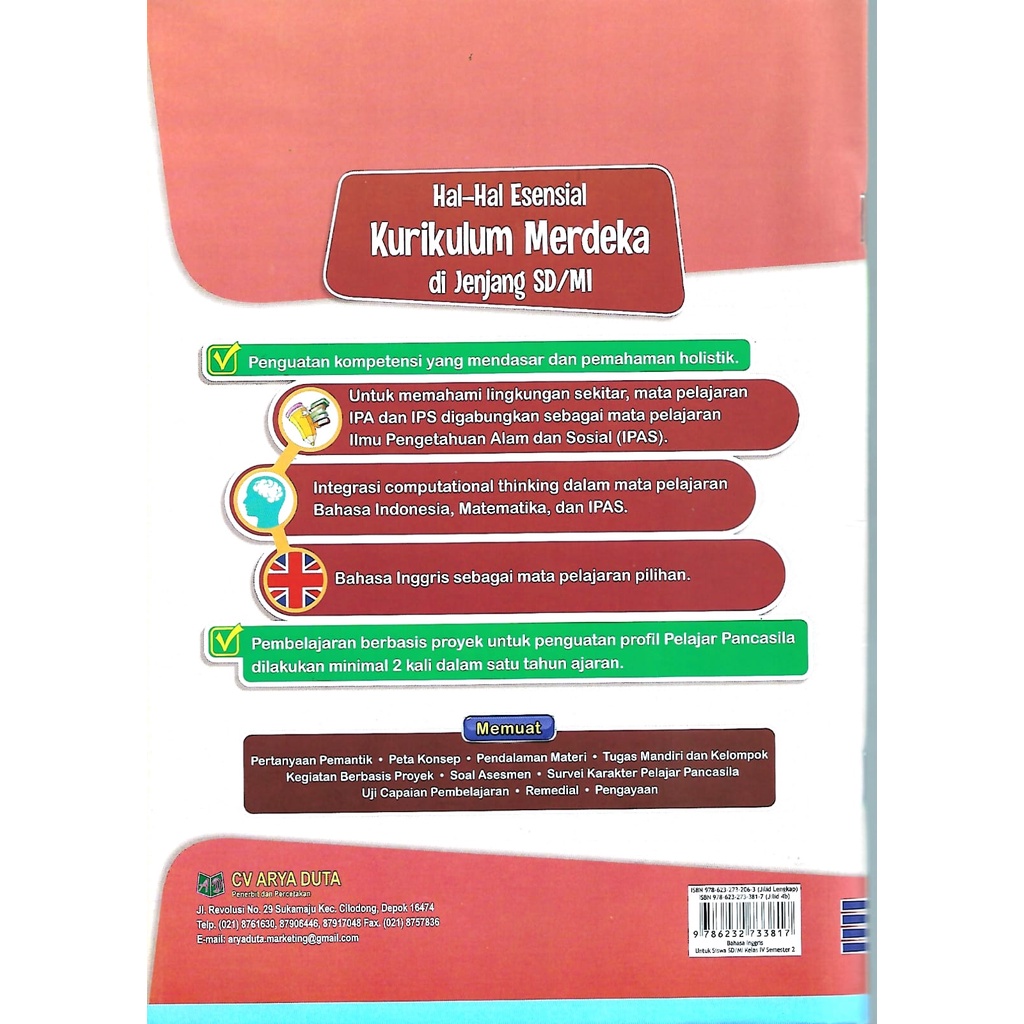 Buku LKS Bahasa Inggris kurikulum Merdeka Kelas 4 SD/MI Semester 2