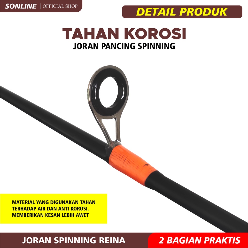 SONLINE- Joran Pancing Warna Hijau Dan Merah Ukuran 1.20m - 1.50m Joran Spinning Pole Bass Medium Hard Lure Rod Ultralight Hard Joran REINA