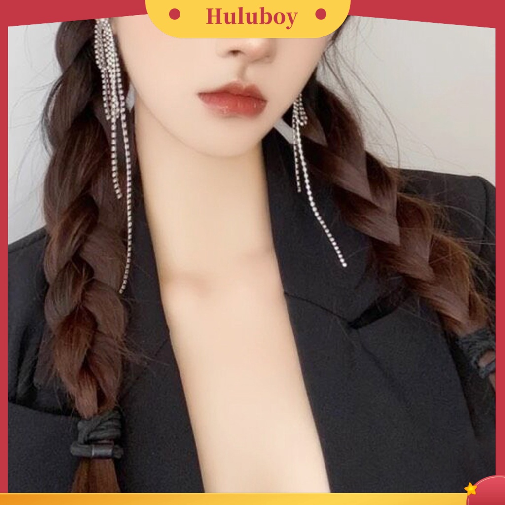 Wig Rambut Palsu Wanita Model Panjang Lurus Warna Hitam