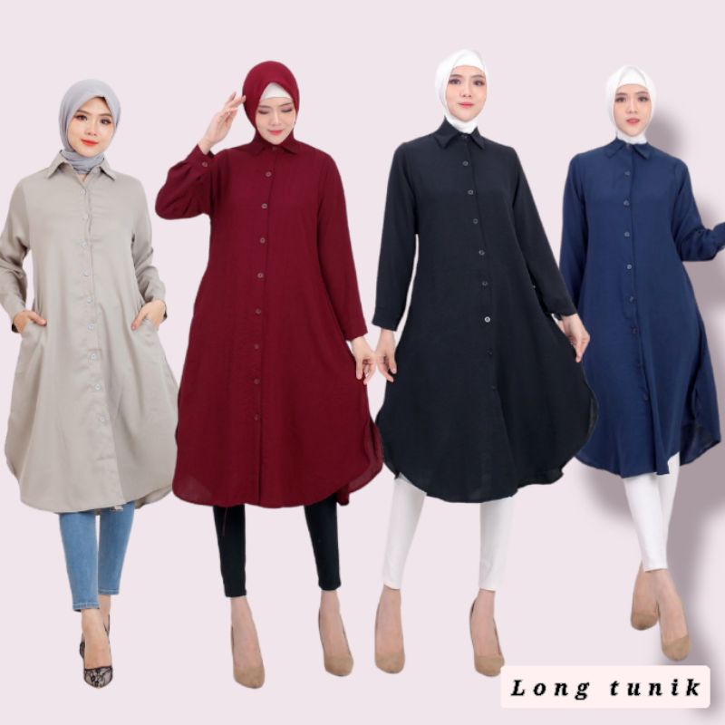 LONG TUNIK MUSLIM OVAL KANTONG KIRI KANAN BUSUI CR804/808 ( BAHAN CRINGKLE PREMIUM)