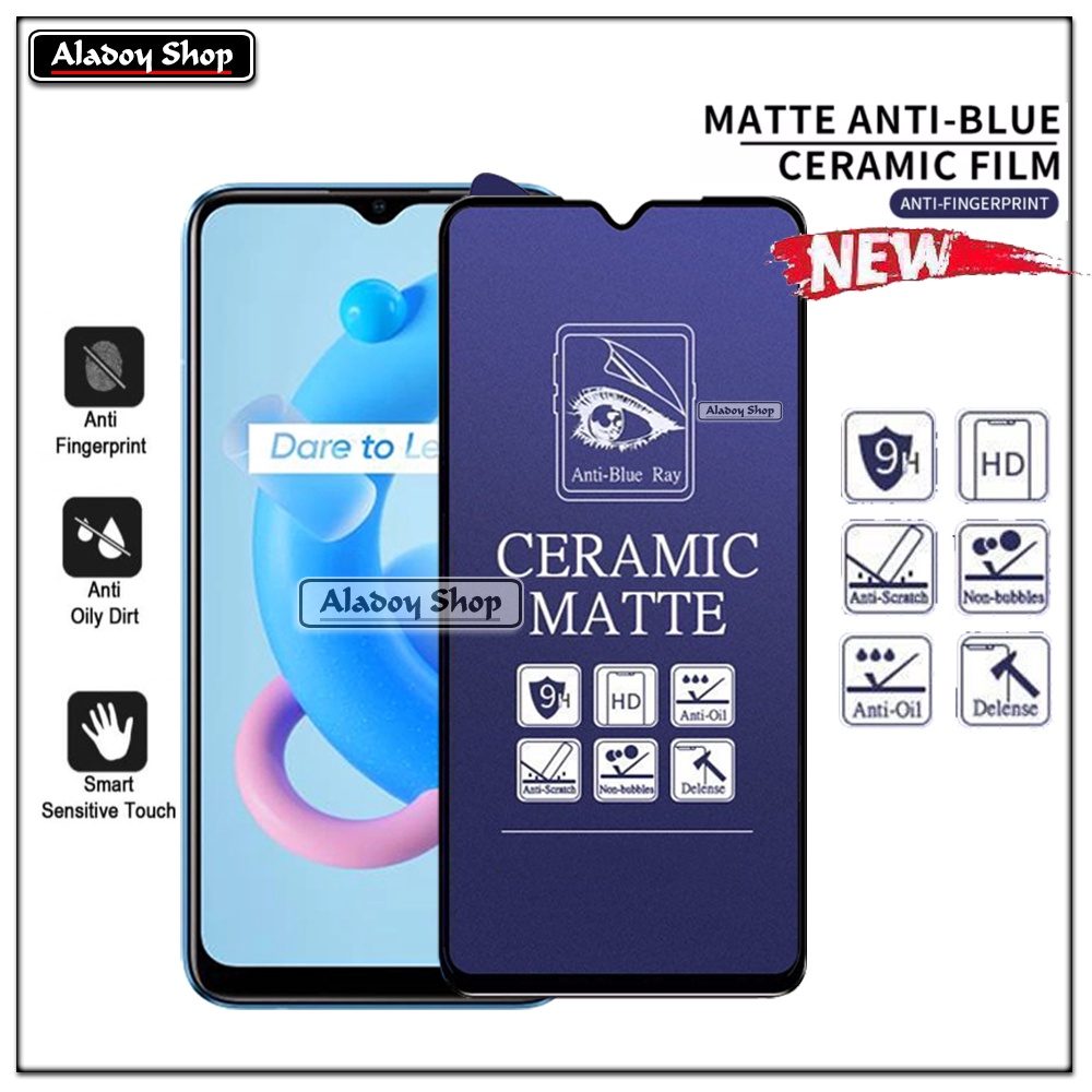 PAKET 3IN1 Anti Gores Blue Matte Anti Glare Realme C20 + Tempered Glass Camera dan Skin Carbon