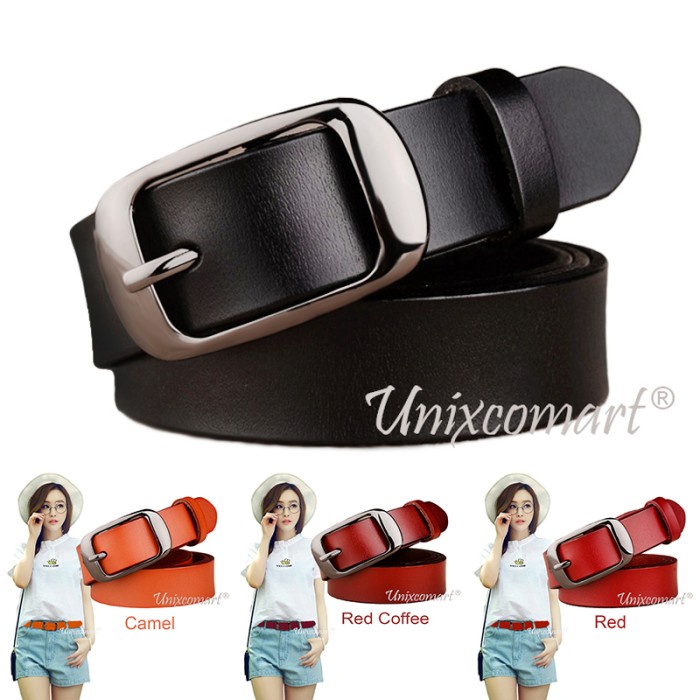 Ikat Pinggang Wanita Gesper Wanita HAZEL BELT Tali Sabuk Ikat Pinggang Kulit Asli Fashion - 105cm, C