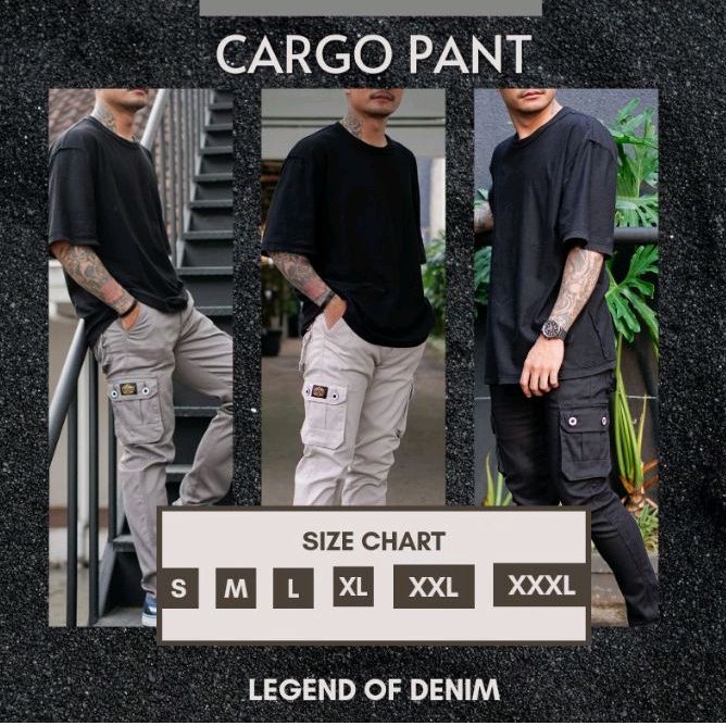 Legend Of Denim Dayrie Original celana cargo panjang pria celana cargo warna grey LOD seri DD004