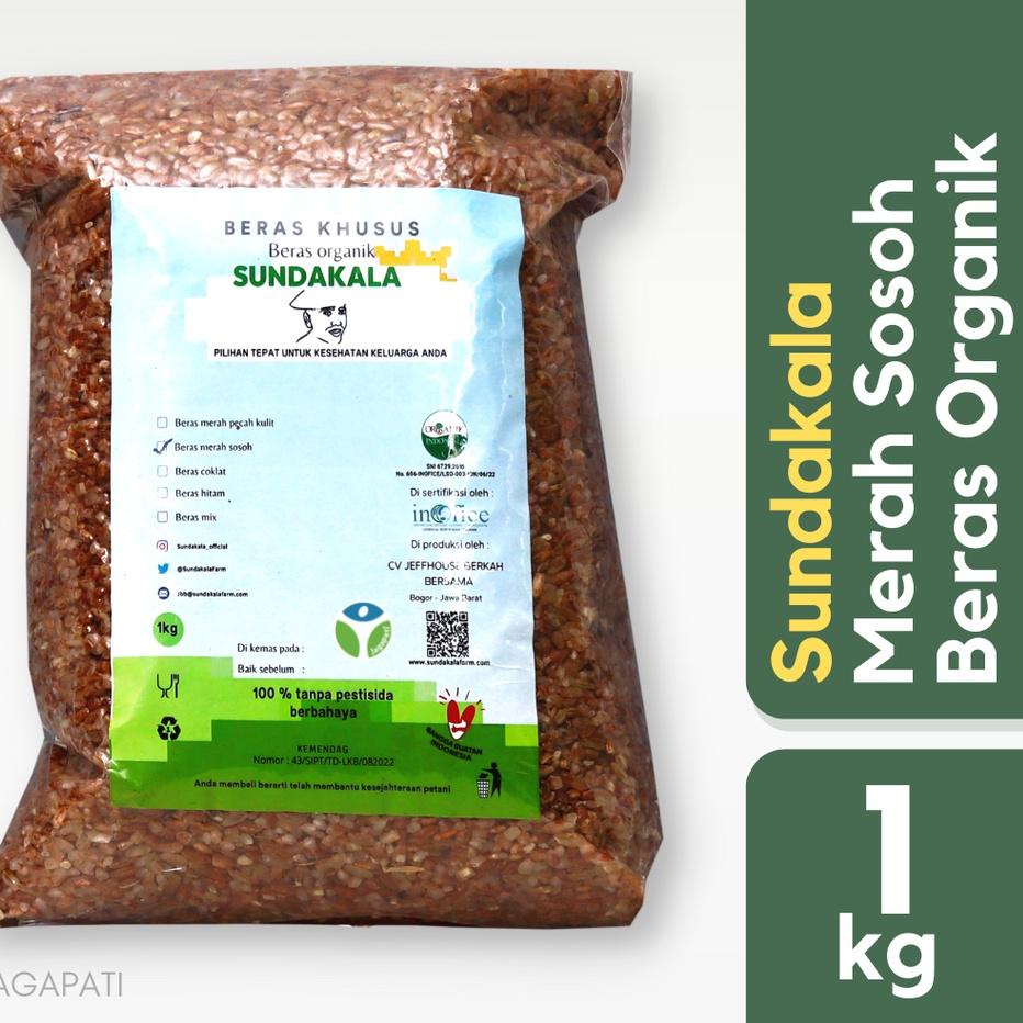 

>XC26619< Beras Merah Sosoh Organik - Sundakala - 1 Kg - Bogor - Jagapati