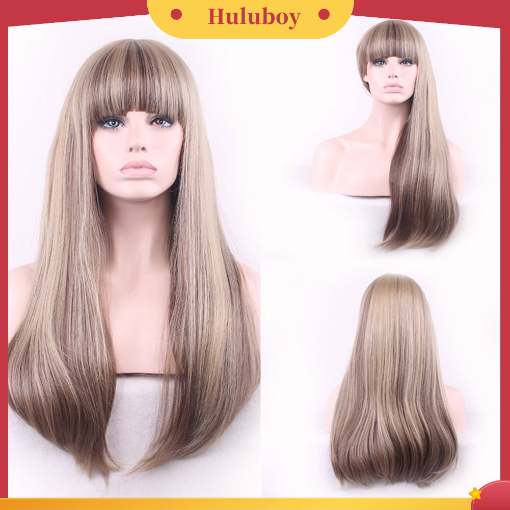 Wig Rambut Panjang Lurus Dengan Poni Untuk COSPLAY