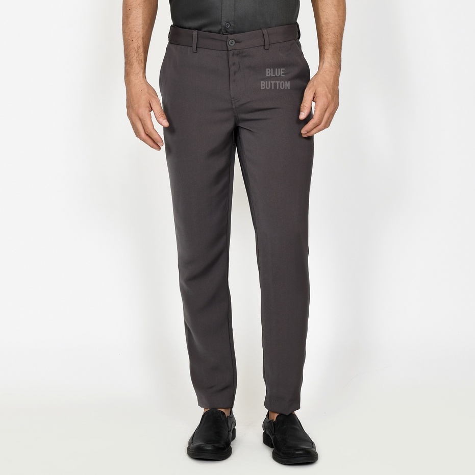 BlueButton Smart Trouser Ankle Pants Air Celana Bahan Panjang Pria Formal Kerja Kantor - Dark Grey