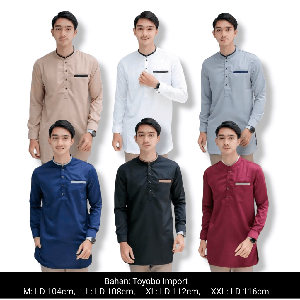 BAJU KOKO KURTA PAKISTAN DEWASA KOMBINASI // FASHION MUSLIM PRIA JUMBO LENGAN PANJANG SIZE M L XL XXL TOYOBO TOJIRO IMPORT