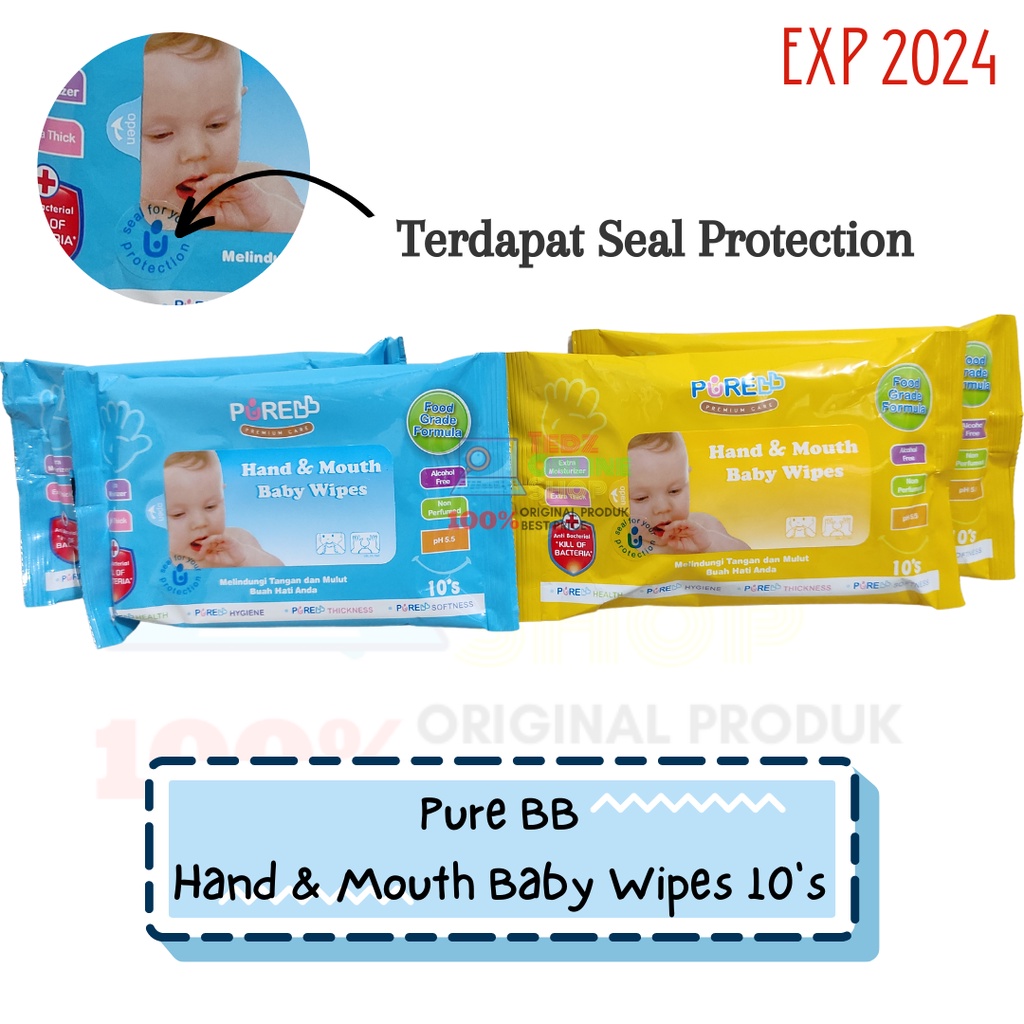 Pure BB Hand And Mouth Baby Wipes Isi 10's