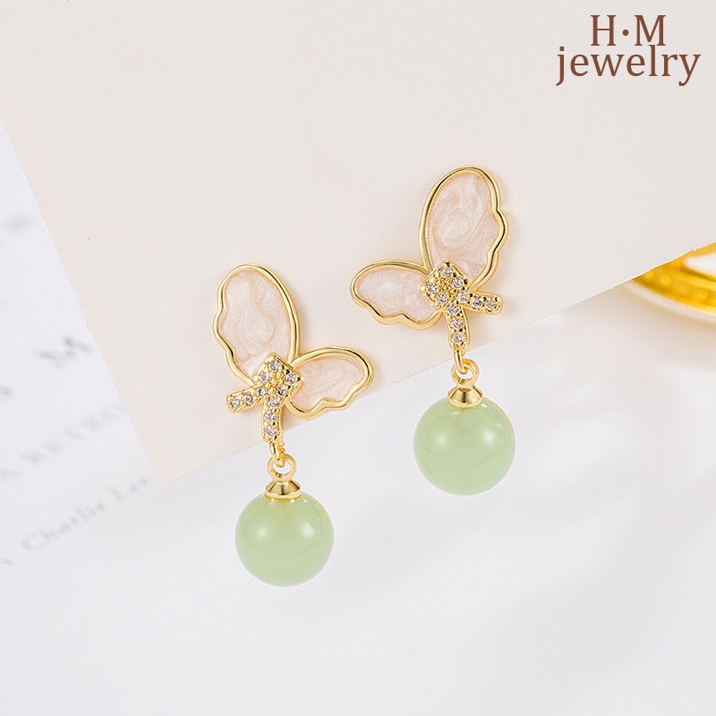 Anting Hetian Kupu-Kupu Tetes Minyak Gaya Kuno Anting Bermutu Tinggi Yang Indah Dan Serbaguna