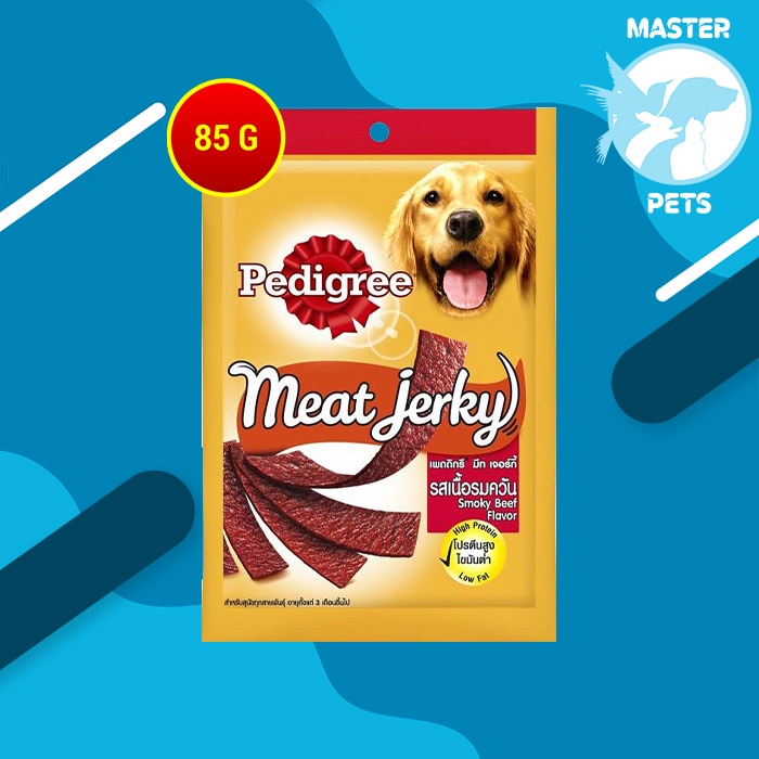Pedigree Meat Jerky Smoky Beef Pipih 80 Gram Makanan Anjing