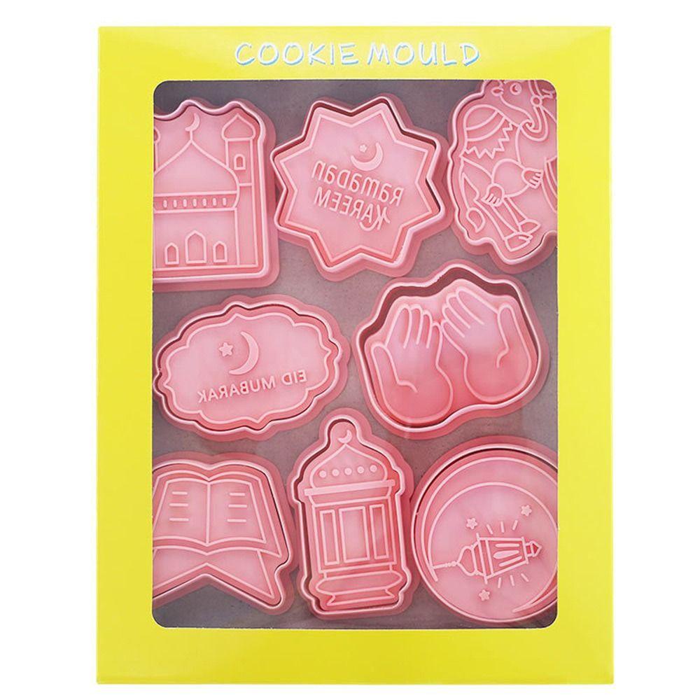 Solighter 8pcs/set Cetakan Kue Fondant Makanan Eid Mubarak Islam Muslim Festival Cookie Cutter