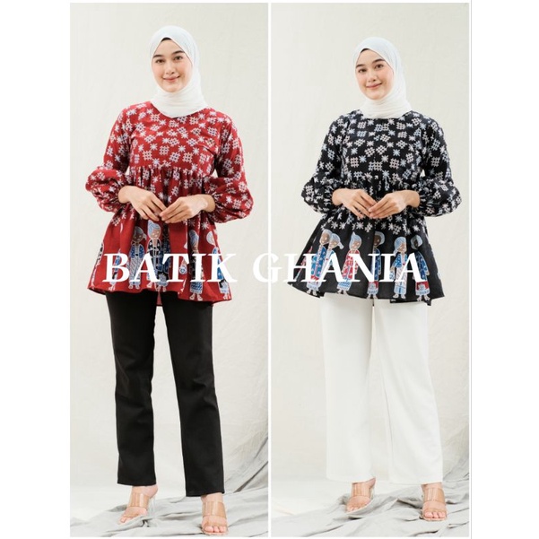 BLOUSE BUTEJO ATASAN BATIK WANITA LENGAN PANJANG MODEL LENGAN BALON MOTIF TEJO