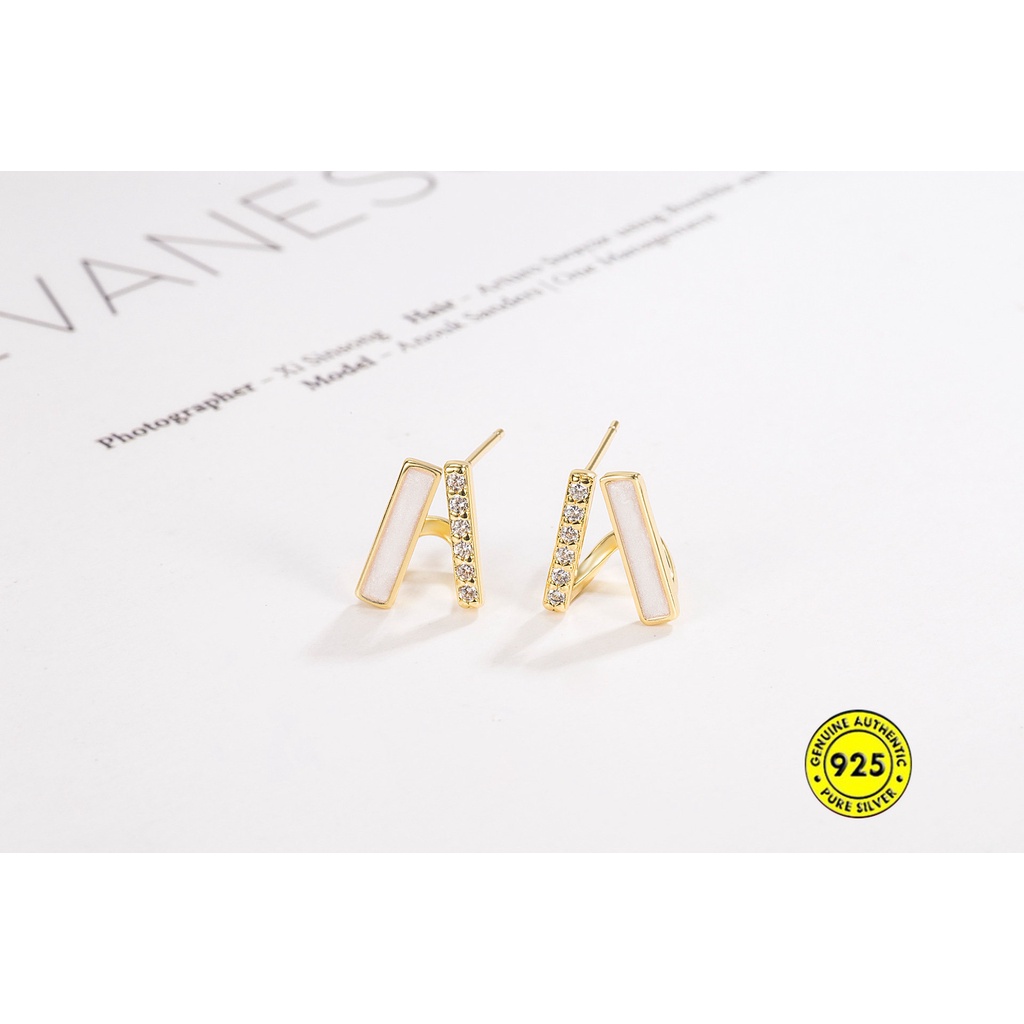 Anting Tusuk Fritillary Dua Lapis, Anting Trendi Kecil Dan Indah U1172