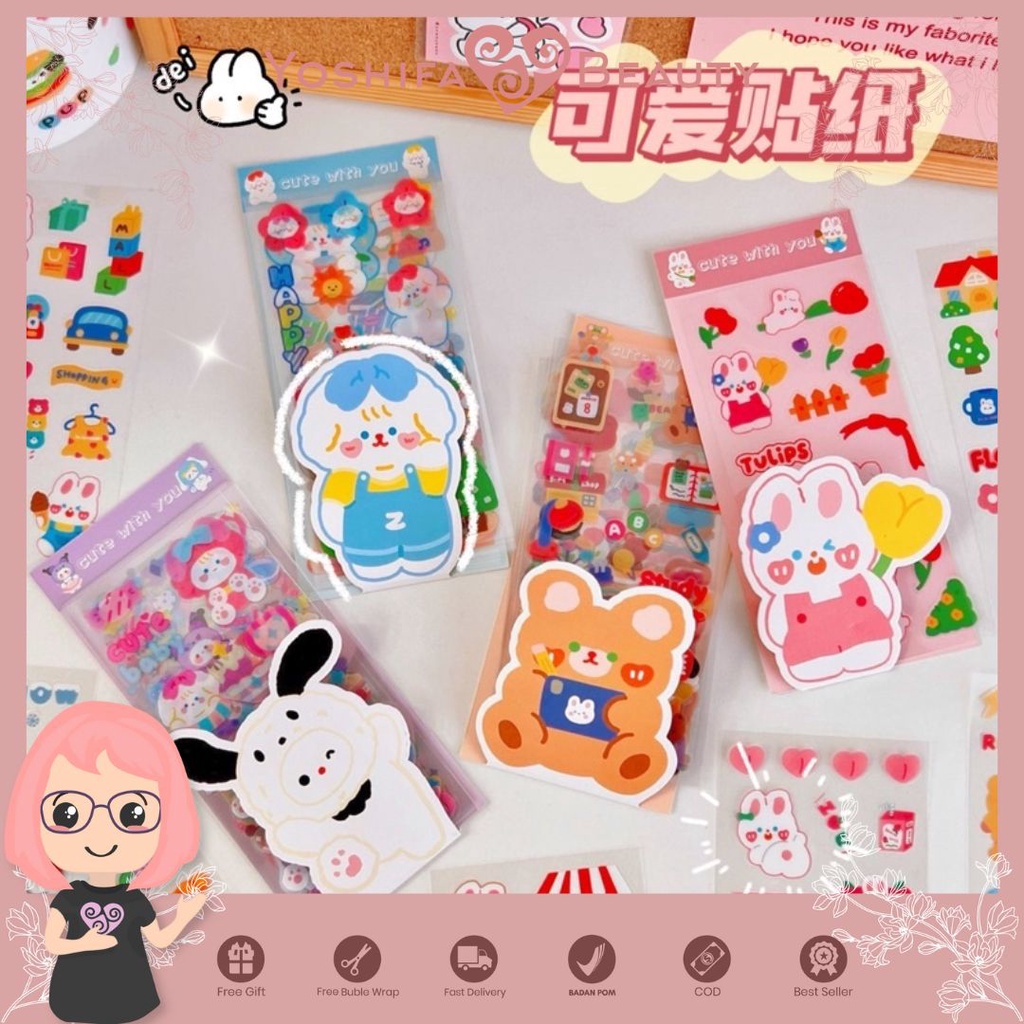 Sticker Journal DIY Scrapbook Decor Korean Deco Sticker Lucu 10 Lembar | Stiker PVC PET Isi 10