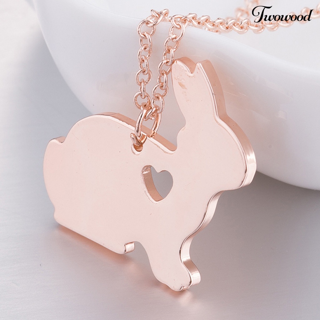 Twowood Simple Bunny Pendant Grafir Hati Klavikula Rantai Kalung Klavikula Untuk Paskah